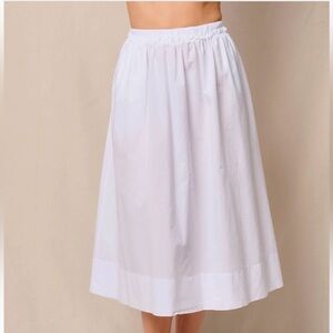 Stateside White Gathered Midi Skirt